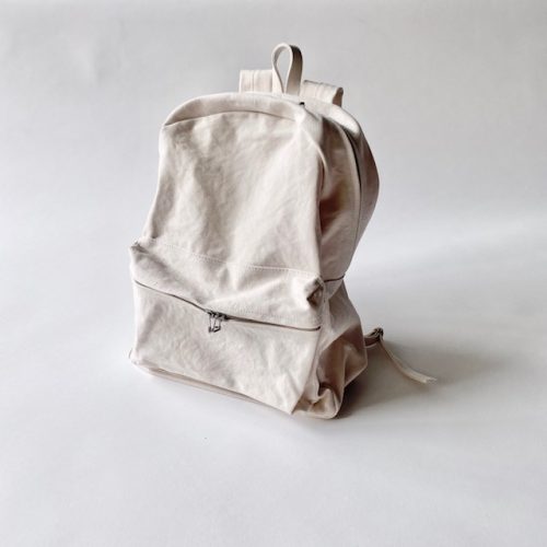 Amiacalva Small Washed Canvas Backpack in White Curated at Jake